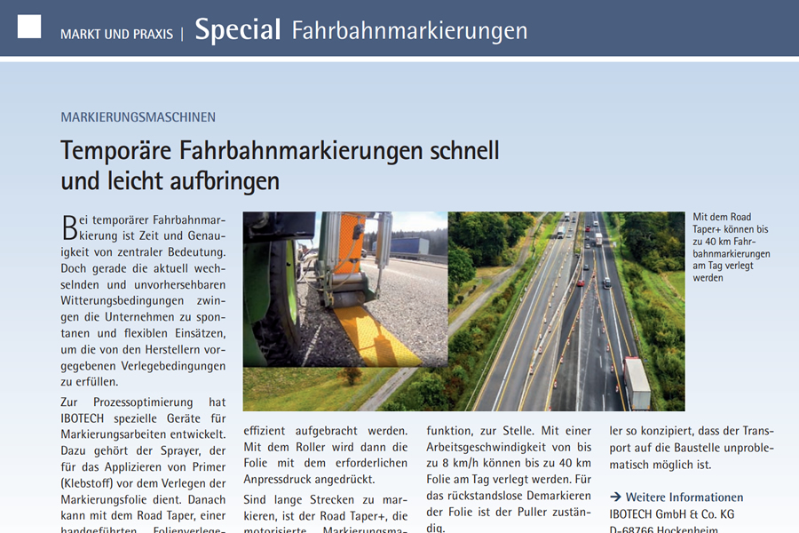 Temporäre Fahrbahnmarkierungen schnell und leicht aufbringen Temporäre Fahrbahnmarkierungen schnell und leicht aufbringen