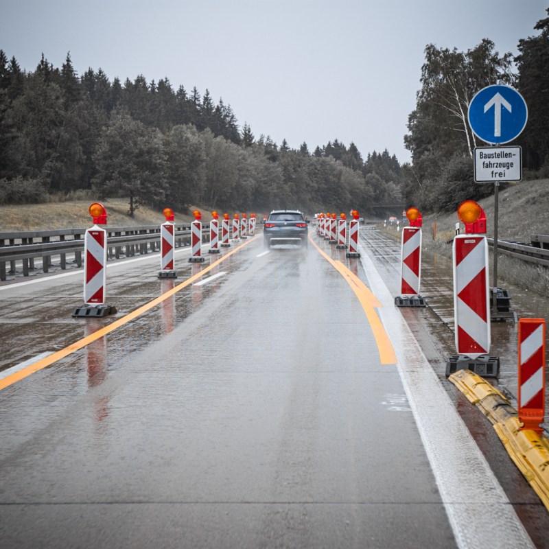 A93 Nord Pentling, Vorarbeiten Deckenerneuerung Markierung 